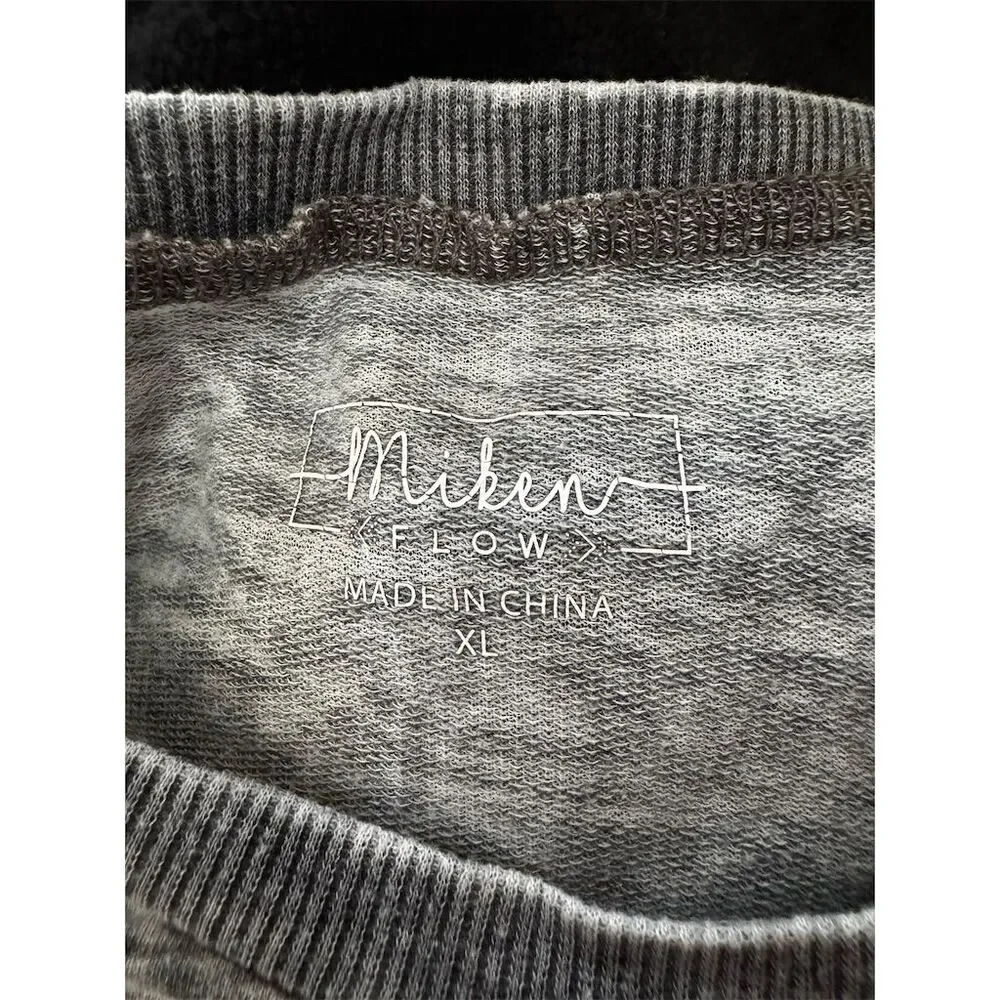 Miken Flow burnout XL Gray Burnout Sweatshirt  Print Crew Neck  Positive Theme - Picture 12 of 12